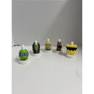 Lot of 5 Different Collectible Good 2 Grow Juice Toppers SpongeBob Minion Scooby